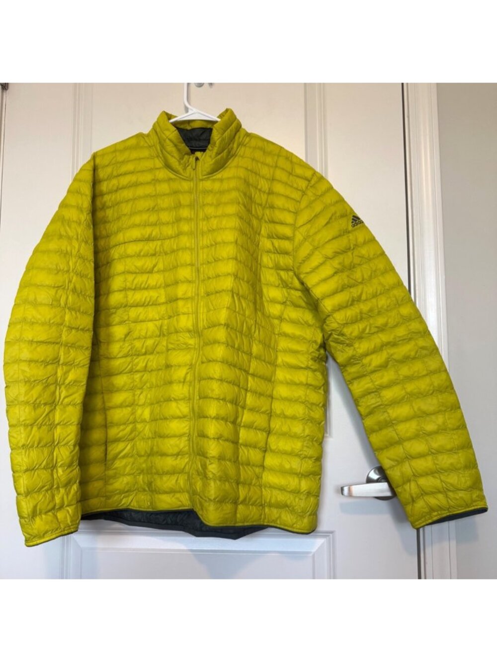 Adidas Yellow/Green Quilted Puffer Jacket With Zip Closure Mens Size 2XL